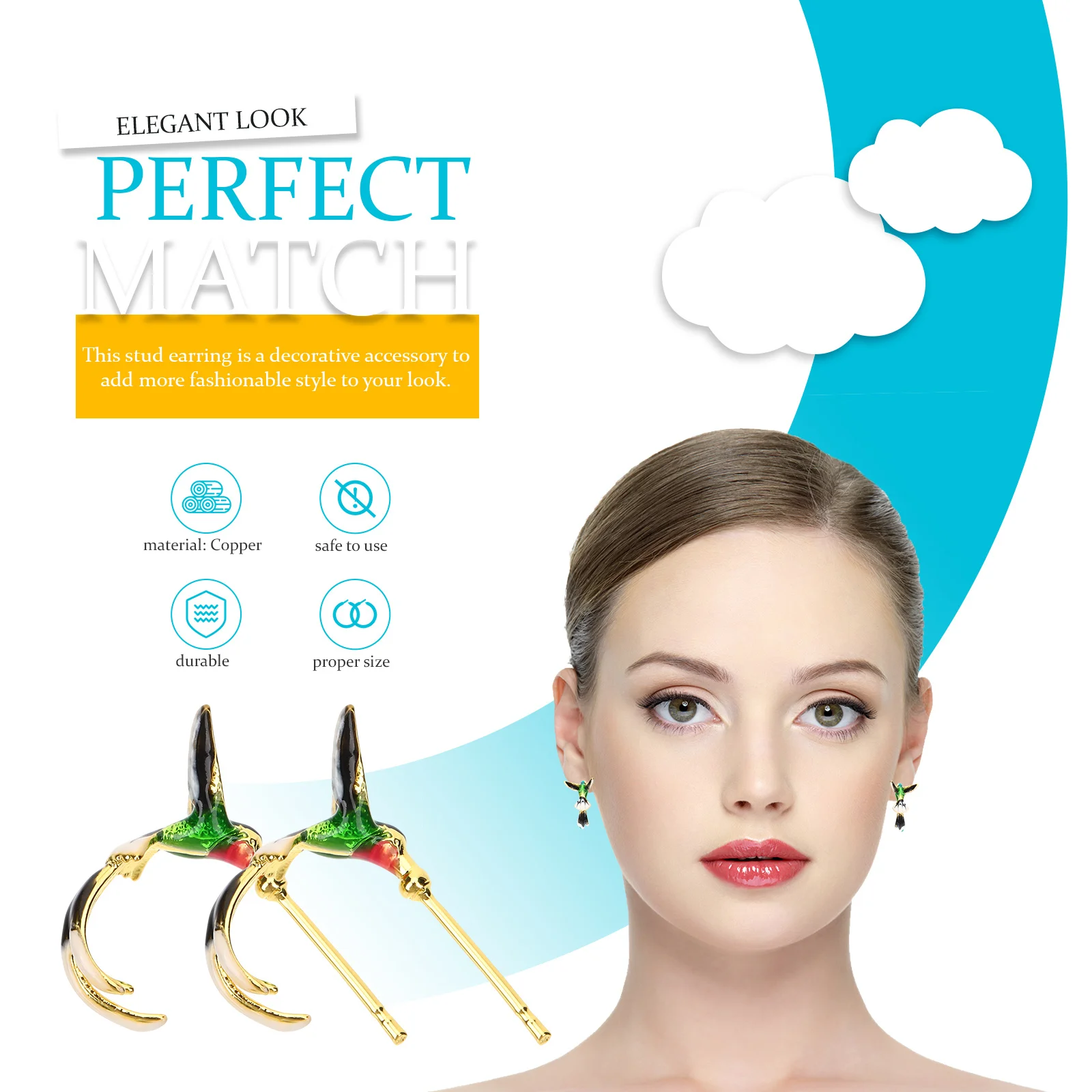 

1Pair Hummingbird Stud Earrings Lightweight Bird Ear Studs for Women Fashion Piercing Jewelry Cool Aesthetic Earrings for Teen