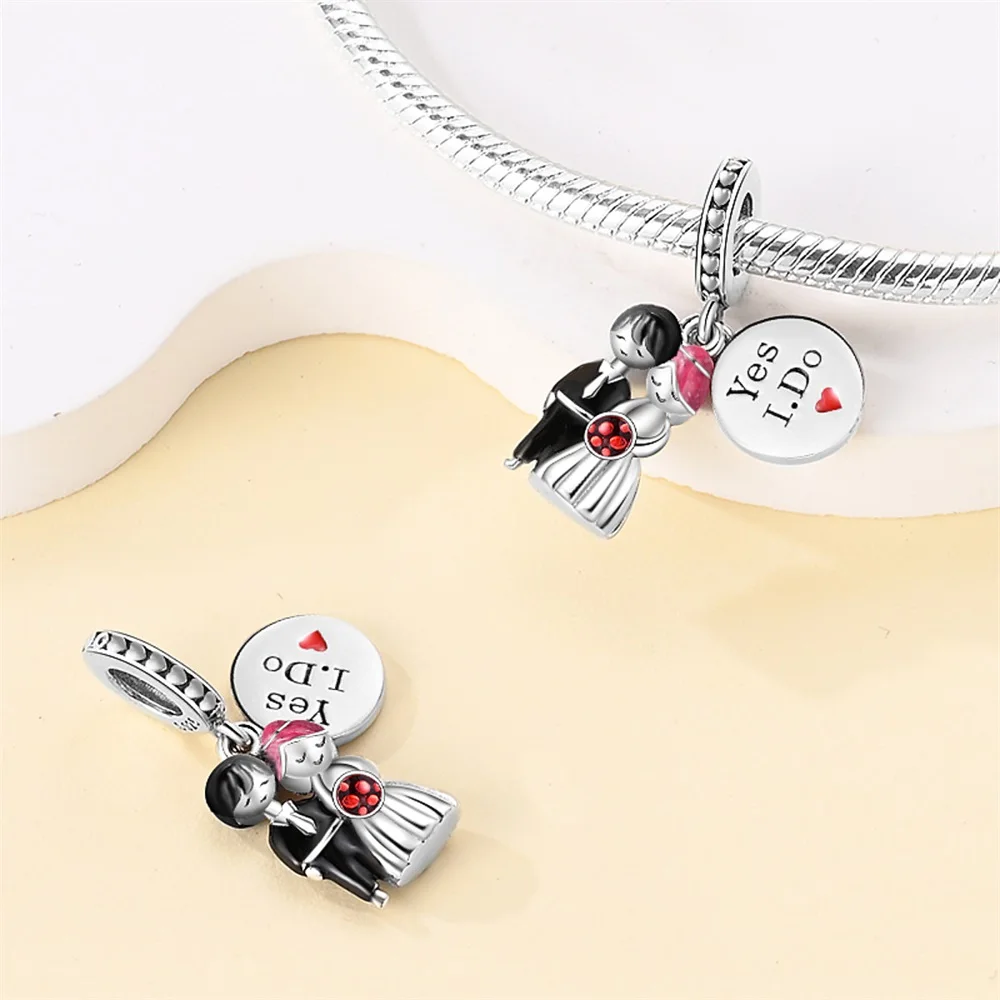 Romantic 925 Sterling Silver Handwritten Love Beads Forever & Always Soulmate Dangle Charm Fits Bracelet & Necklace Wedding Gift