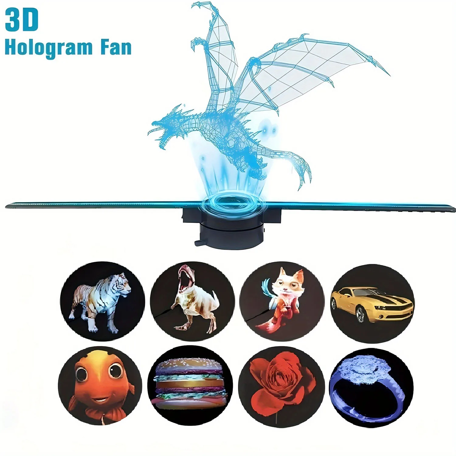 3D Holographic Projection Fan 42CM Advertising Space Suitable For Shops Bars Parties Christmas High-Definition Holographic Proje
