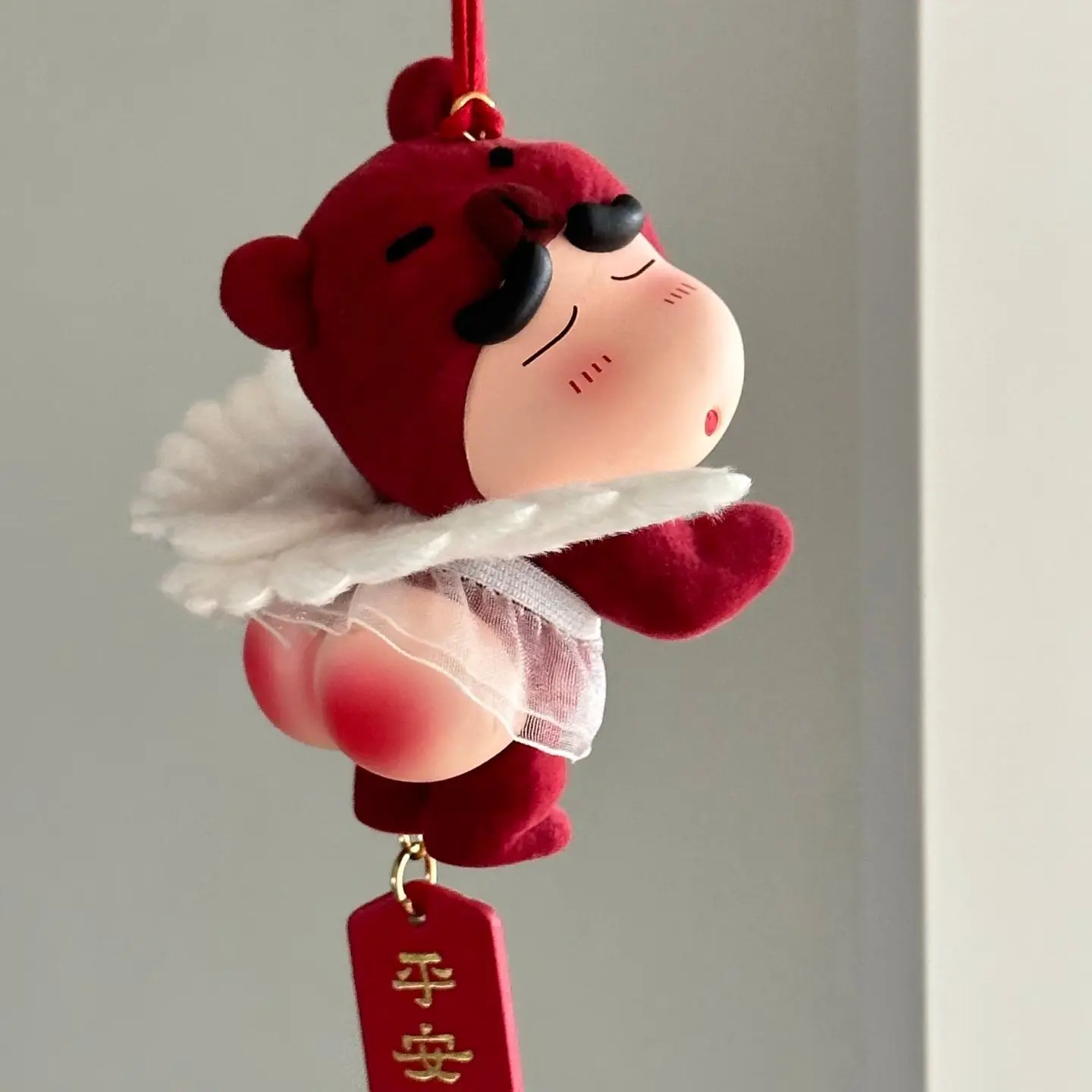 Beflockter Engel Xiaoxin Niedliche Serie Autospiegel Rückspiegel Auto-Montagestück Taschendekoration Hängende Dekoration