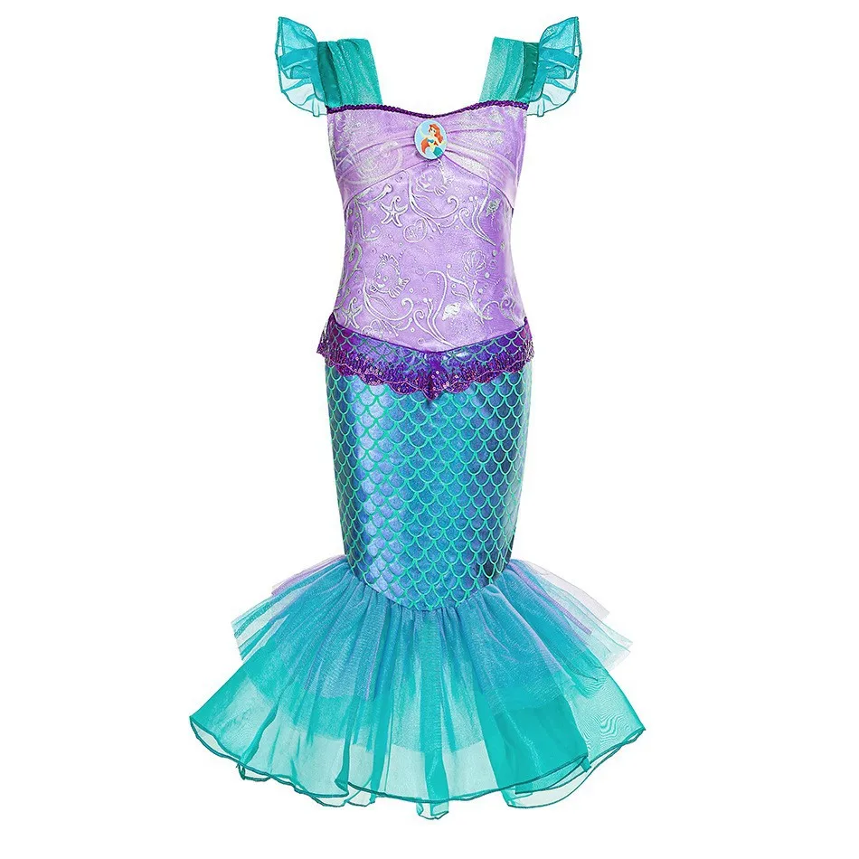 Disney Princess Mermaid Ariel Cosplay Costume Girls Children's Day Stage Performance Fancy Outfits Halloween Disguise Dress