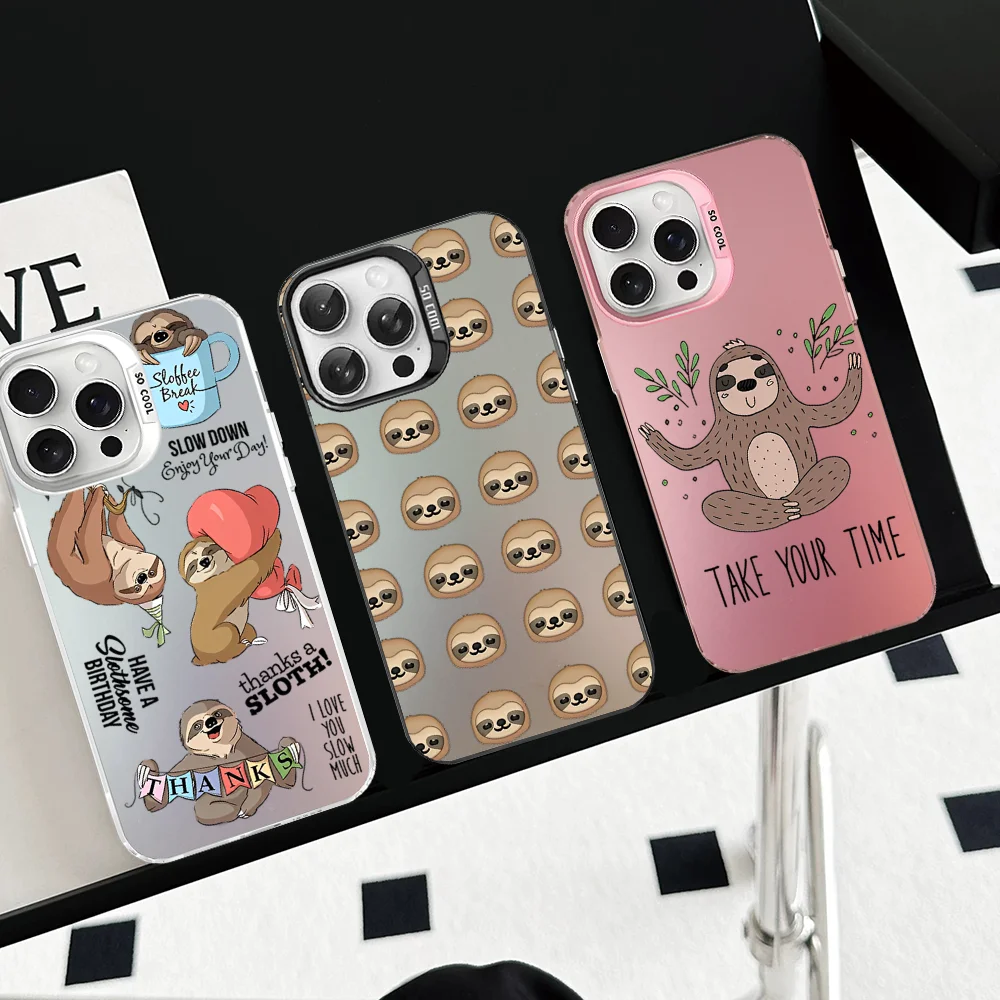 Cute Sloth Animals Phone Case For IPhone 16 15 14 13 12 11 Pro Max X XR XSMAX 8 7 Plus Matte Shockproof Back Cover