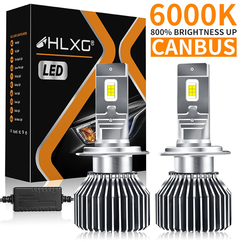 

HLXG H7 H4 K5C Led Car Headlight Canbus No Error H8 H1 H11 H9 HB3 9005 HB4 9006 Turbo Auto Headlamp Bulb 12V 6000K 5570 CSP 2Pcs