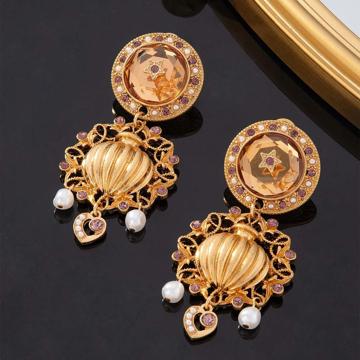 

Victorian Antique New Chinese Flower Earrings Vintage Butterfly Knot Pearl Earrings Women's Jewelry
