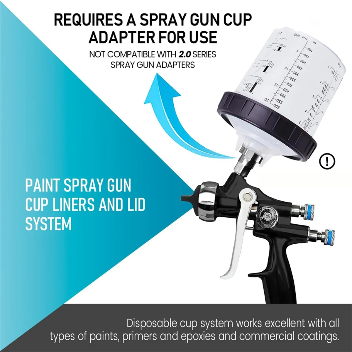 

Paint Sprayer Mixing Cup,1.0 System(Not 2.0)-50Pcs 20 Ounce Kit -50 Cup Liners,50 Lids with Strainer,1 Hard Cup,20 Plugs