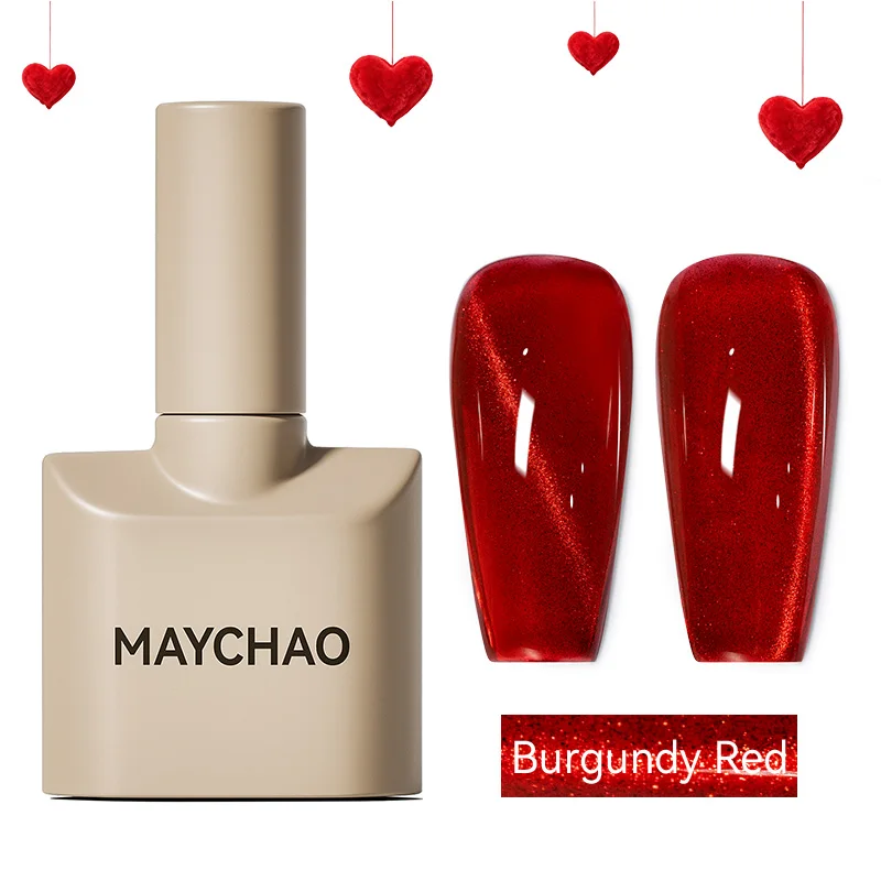 MAYCHAO Autumn Winter Aurora Magnetic Cat Eye Gel Polish Sparkly Shimmer Crystal Long‑Lasting Soak‑Off UV Nail Gel for DIY Nail