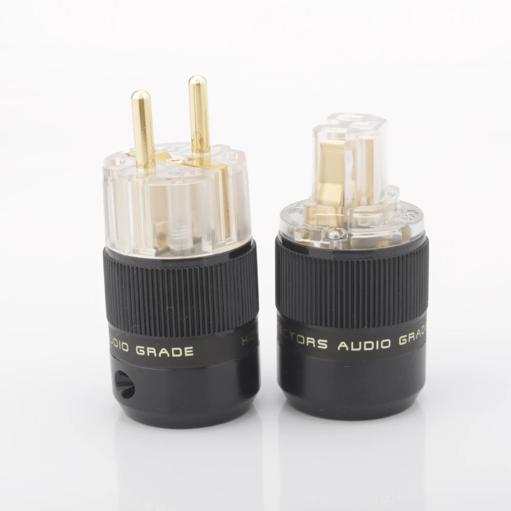 Enchufe de alimentación europeo Schuko de alta calidad, conector IEC macho y hembra, chapado en oro de 24K, chapado en plata de rodio, HIFI diy