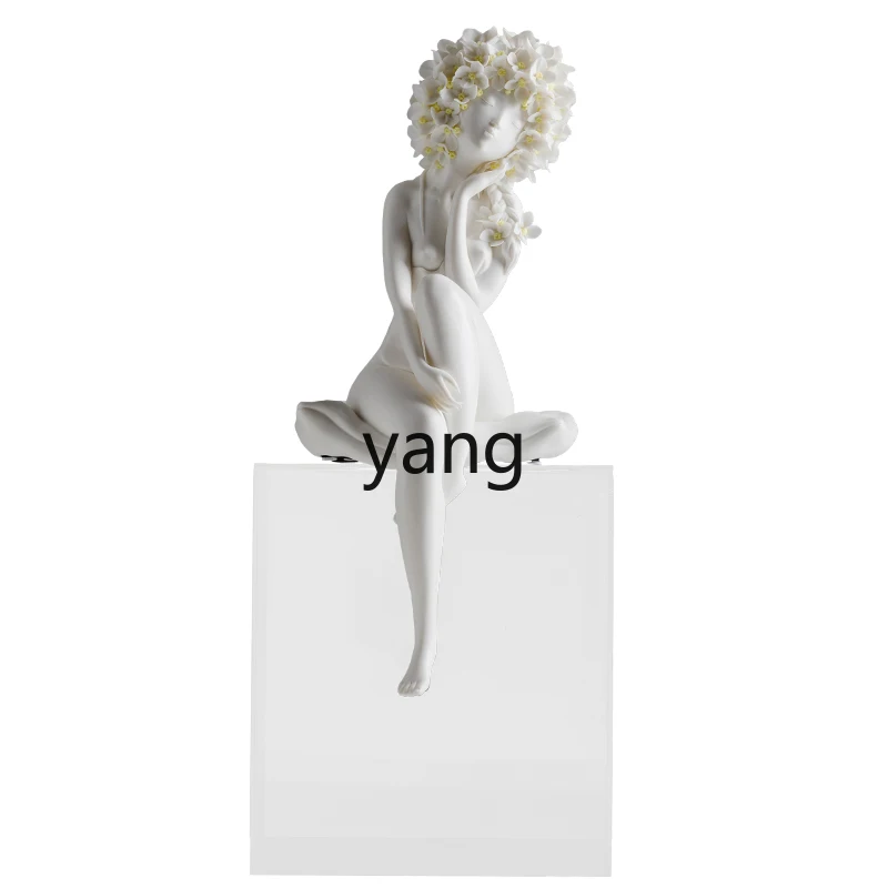 Yjq Sculpture White Porcelain Creative Character Ceramic Craft Female Art Home Living Room Decorations