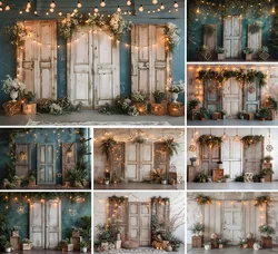 Mehofond Photography Background Boho Rustic Door Green Plants Kids Birthday Party Maternity Portrait Decor Backdrop Photo Studio