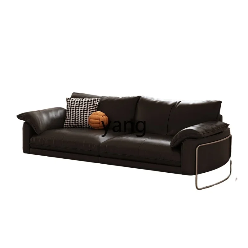 

LH medieval leather sofa small apartment living room retro style first layer cowhide straight row sofa