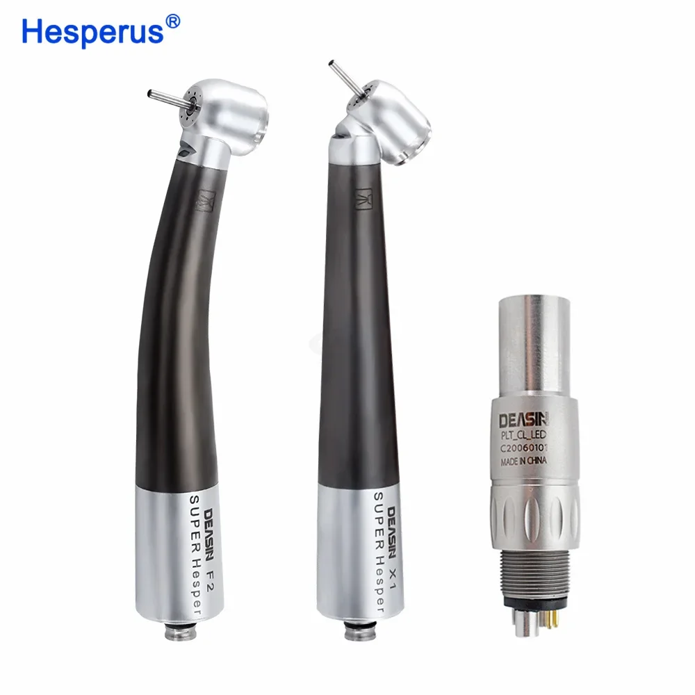 HESPERUS Titanium Den  tal Fiber optic High Speed Handpiece Air Turbine with Ceramic Bearing Torque push button head For N coupl