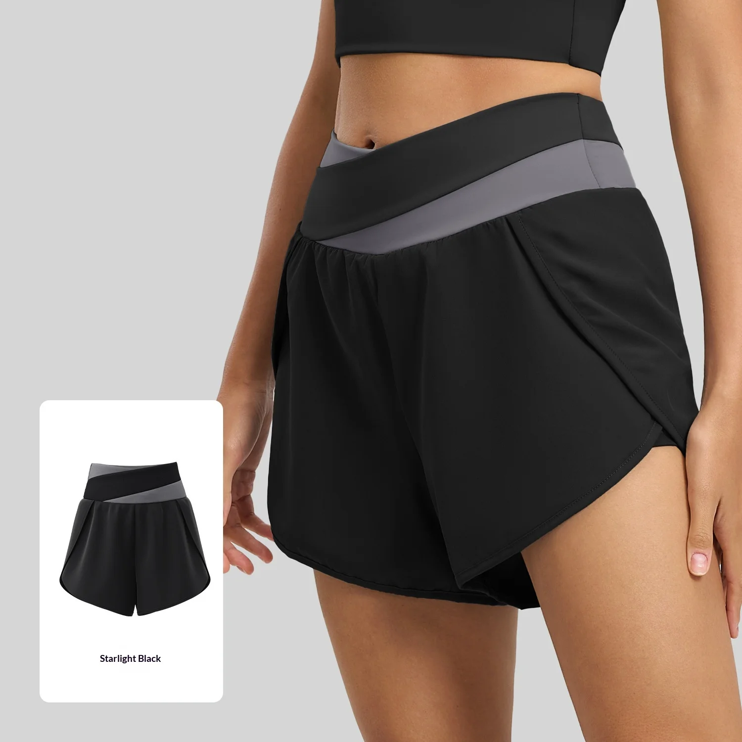 Women's 2 In 1 Yoga Shorts Color Block High Waist Running Shorts Naked Feel Gym Fitness Workout Shorts Summer Shorts for Women