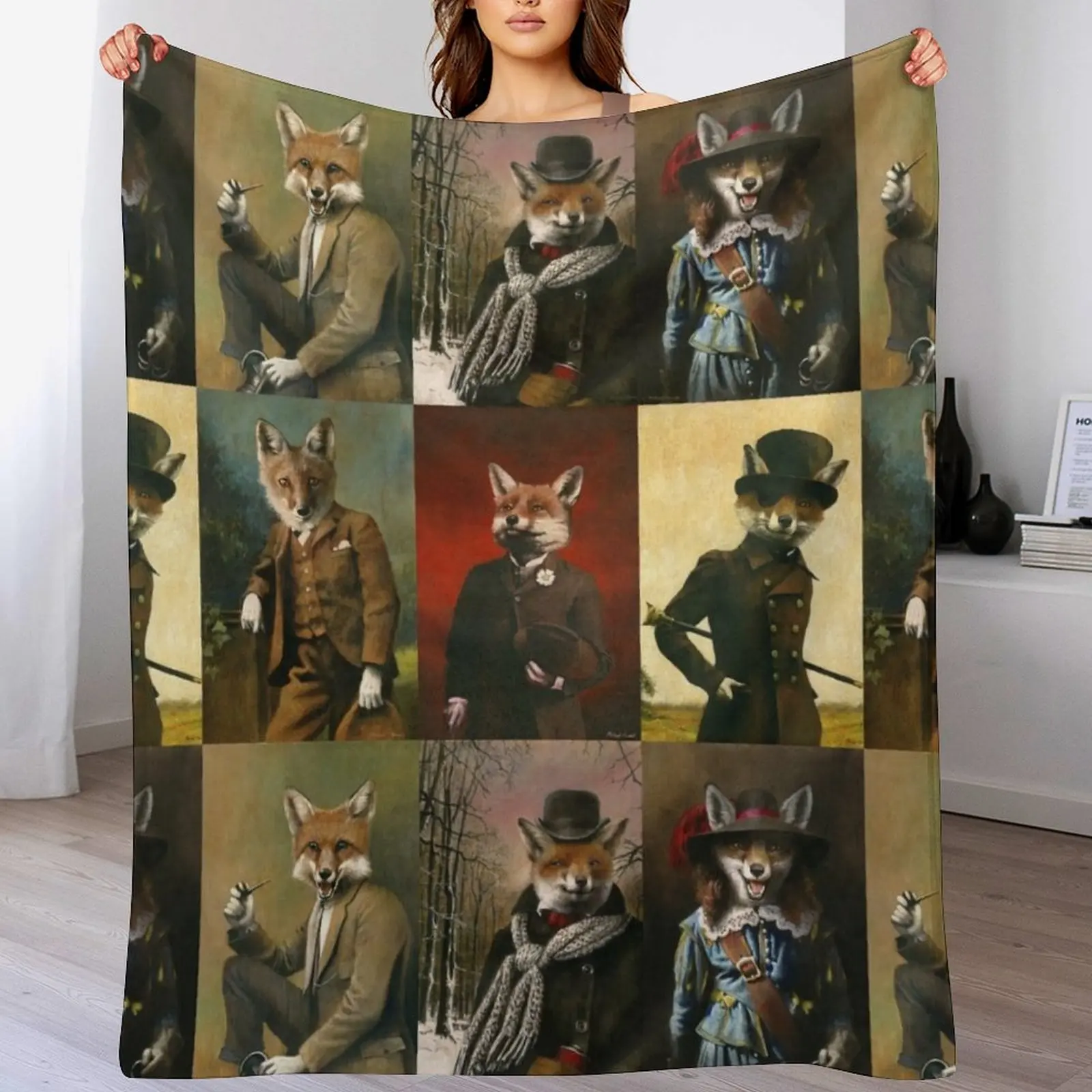 

Vintage And Historical Foxes Throw Blanket Men's Soft Warm Throw Blanket for Couch