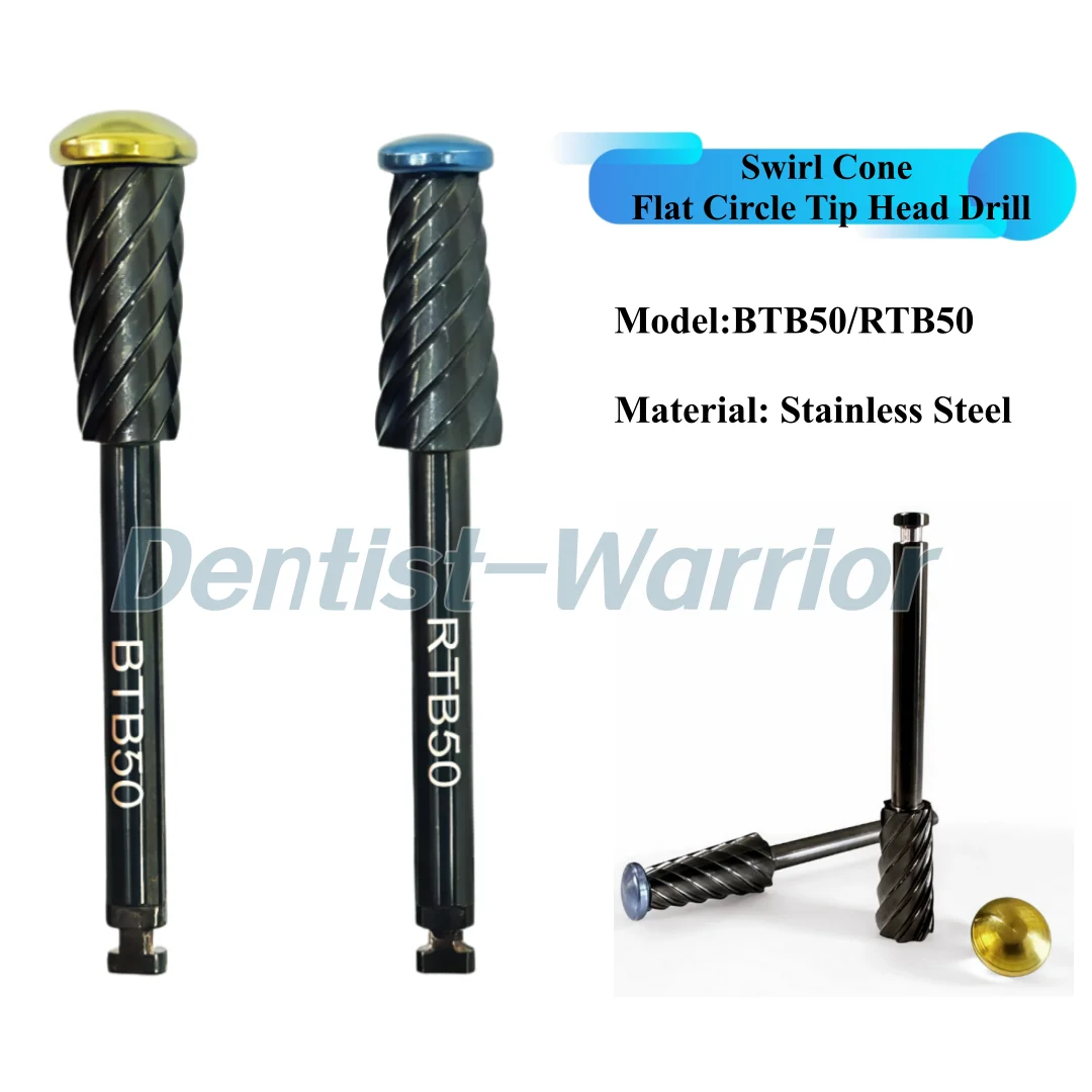 Dental Swirl Cone Burs Bone Cutter Shaping Drill  With Flat Circle Tip Trimmer Drills RTB50/BTB50