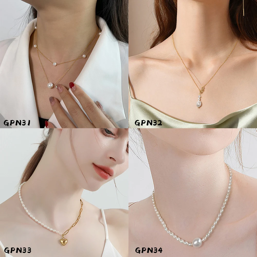 Female Elegant Pearl 14K 18K Gold Necklace Chain Choker Astrology Necklaces Jewelry Star Gift Silver Zircon For Women Dainty Re