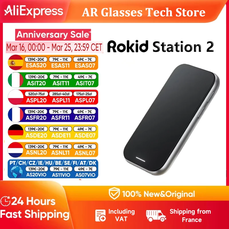 Rokid Station 2 Pocket TV AR space 5000mAh 8+128GB Convient pour Rokid max2 et autres AR