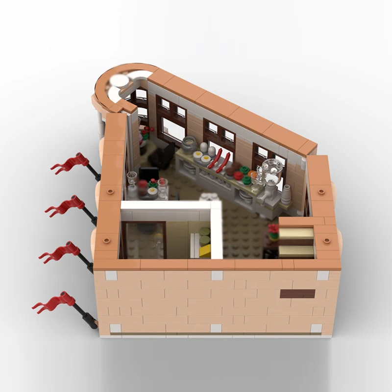 City Street View Model MOC Building Bricks Hotel Restaurant Floor Modular Technology Gifts Holiday Assemble Children Toys Suit