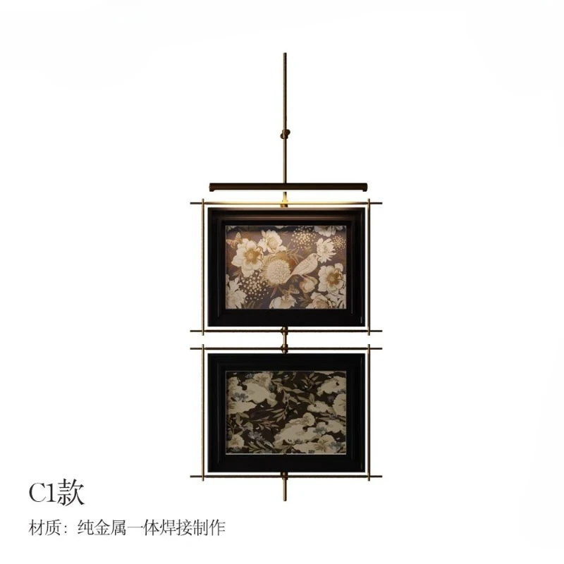 Entrance decorative paintings, metal boom paintings, high-end medium and ancient background walls, niche entry plants