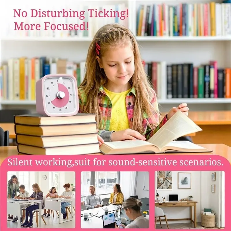 [ABFI!】 For Homeschool Study Visual Timer For Kids And Adults, 60-Min Countdown Timer, Cute Timer With Silicone Case