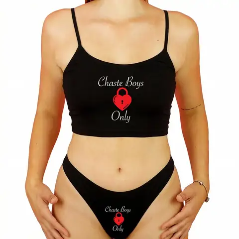 Tank Top Tops Set Sexy Heart Lock Women's Underwear Set Black Underwear Thongs For Women Thong Set Summer Ladies Crop Top