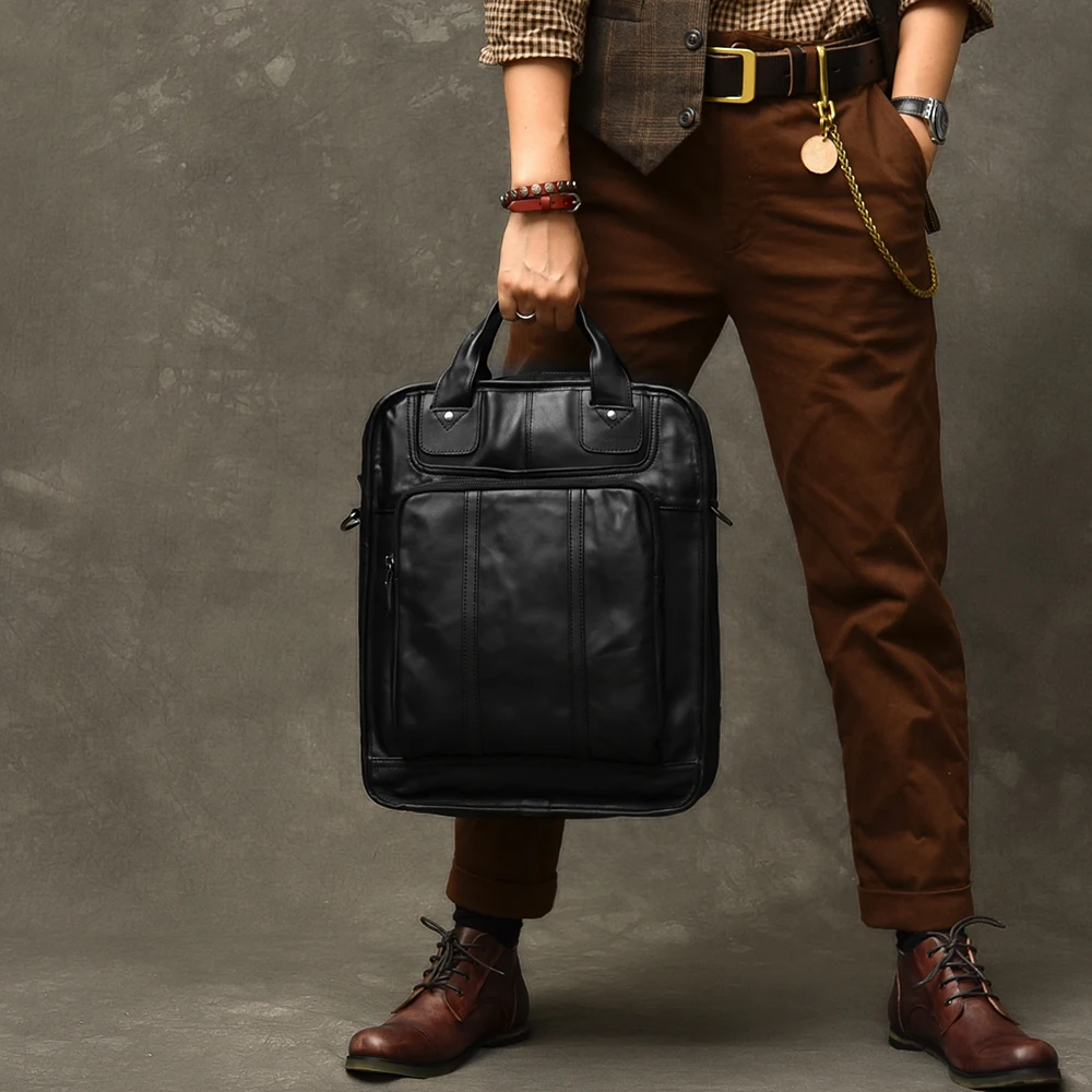 Hand Bag Men's Shoulder Genuine Leather bags Flap Large capacity male man tote bags for men natural Leather Laptop backpack