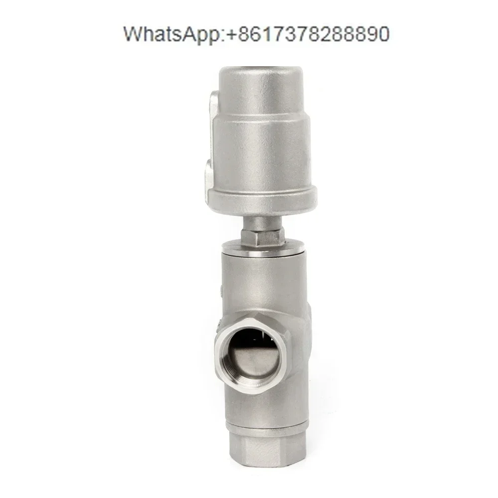 Stainless steel pneumatic three-way angle seat valve with 304 threaded buckle installation, high temperature angle valve DN5