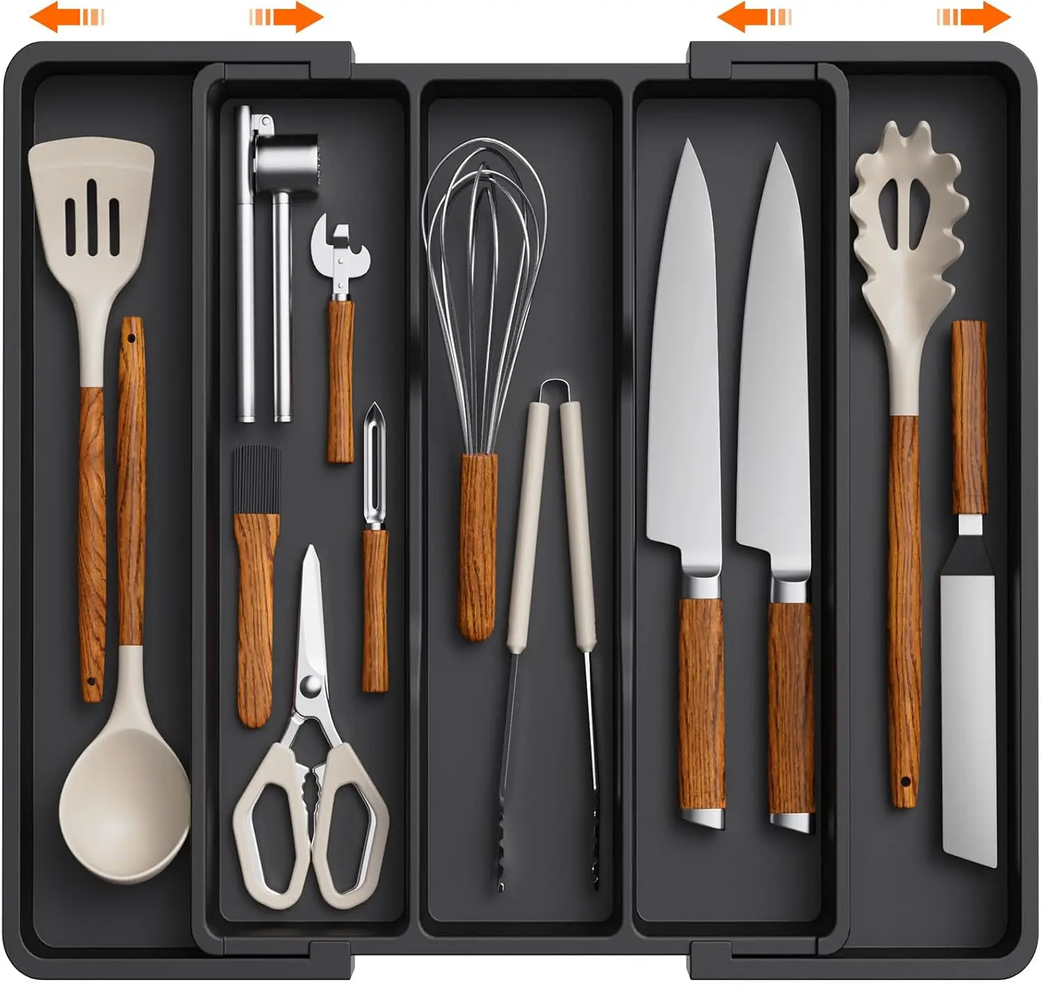 

Utensil Organizer for Kitchen Drawers, Expandable Cooking Utensil Tray, Adjustable Cutlery Silverware