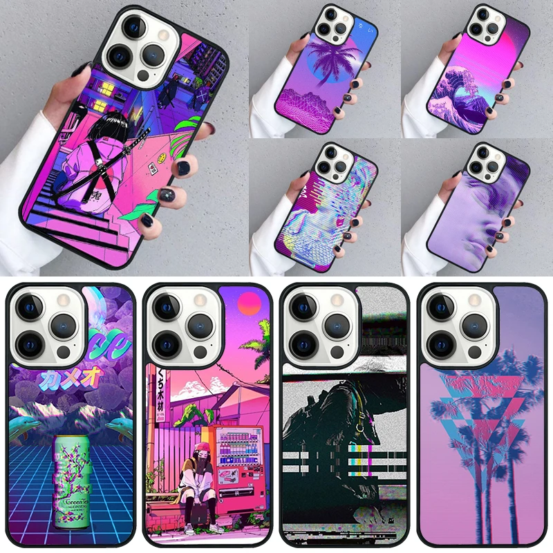 Vaporwave Art Phone Case For iPhone 16 15 13 14 Pro Max 11 12 Mini Plus 2022 XR XS MAX Shell Cover coque