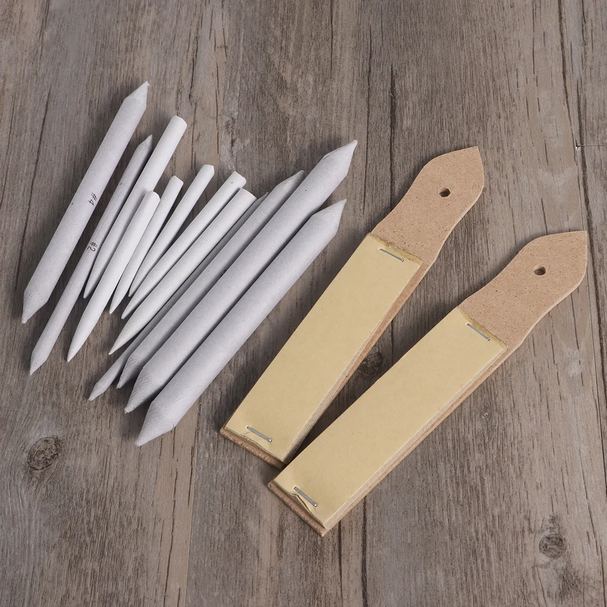 12Pcs Premium Rice Paper Blending Stumps and Tortillons Set with Sandpaper Sharpen Pads for Sketching Drawing Art Practice