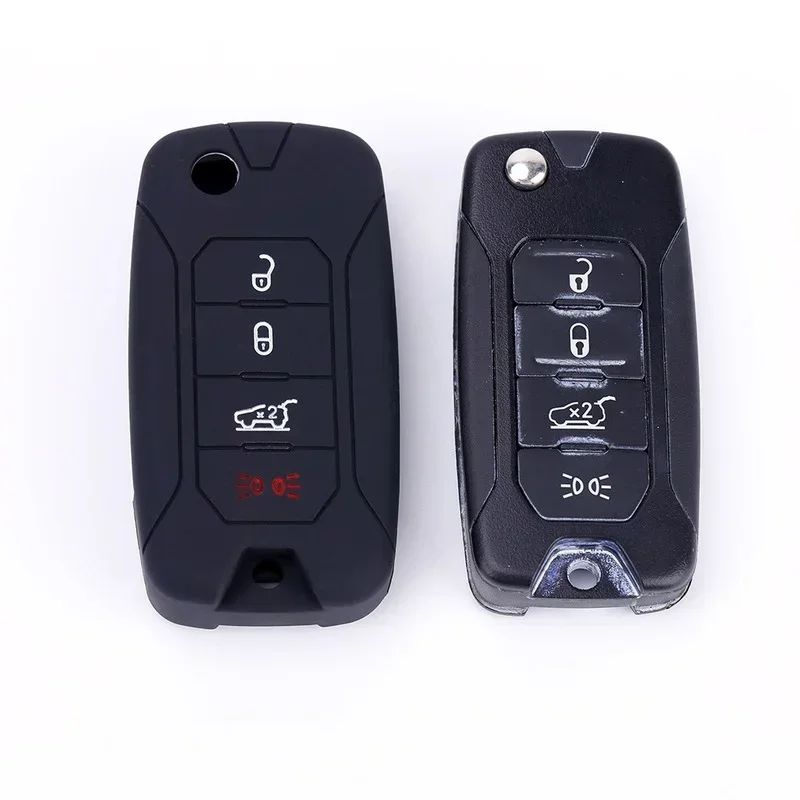 Silicone Car Key Case Cover Shell Bag Fit for Jeep Renegade 2016 4 Buttons Folding Remote Key