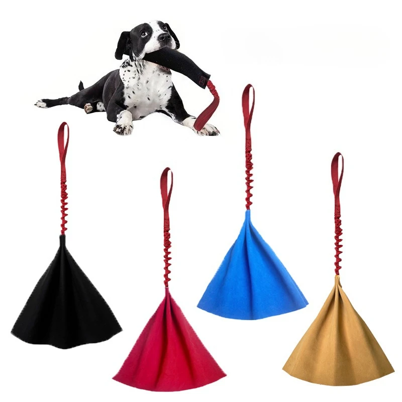Leather Bite Rag for Dog Training Bite Grip Play Tug of War Game with Handle Puppy Toy To Build Prey Drive for K9 Small Dog Toy