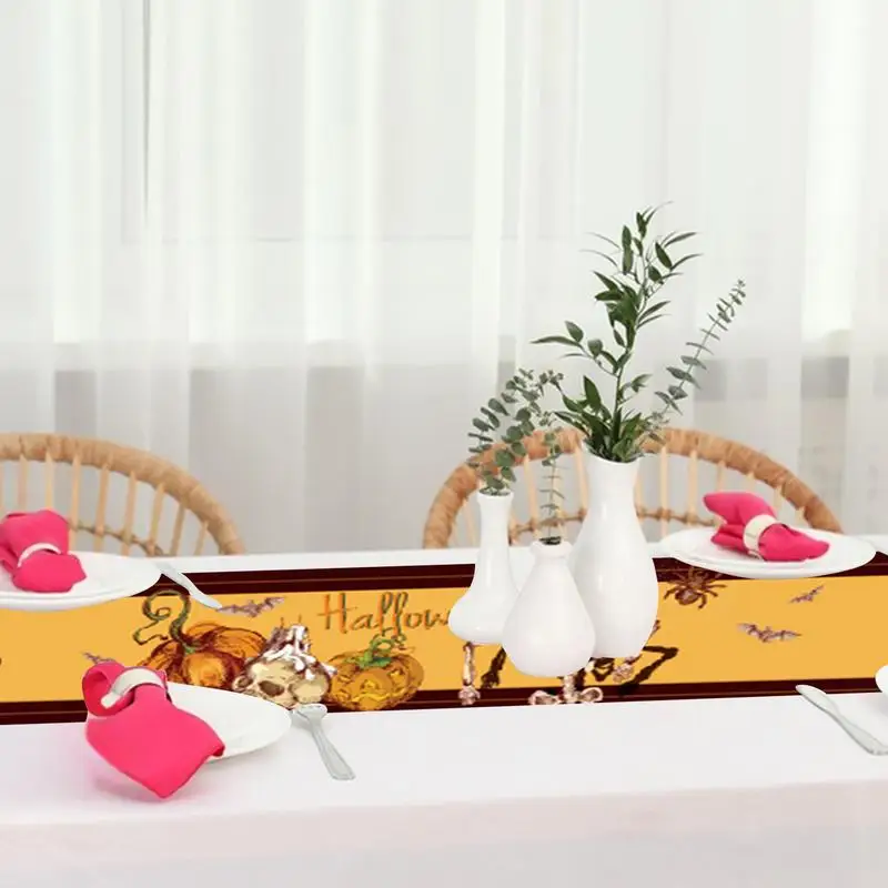 

Halloween Decorations Table Runner Pumpkins Ghosts Skeletons 72in HalloweenTablecloth Table Cover Farmhouse Table Runner Dining