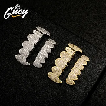 GUCY High quality cubic zirconia dental grills Punk teeth caps Cosplay Rapper Hip Hop jewelry gift
