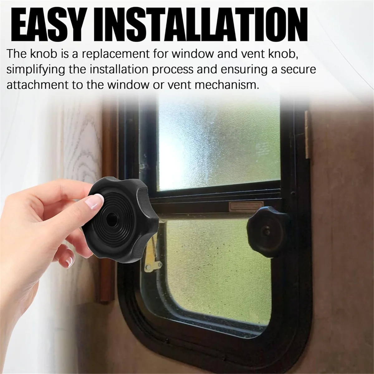 AA98 3 Pack Black 1inch Shaft RV Window and Vent Knob Interior Hardware Window Replacement Trailer Knob RV Window Latch Knob