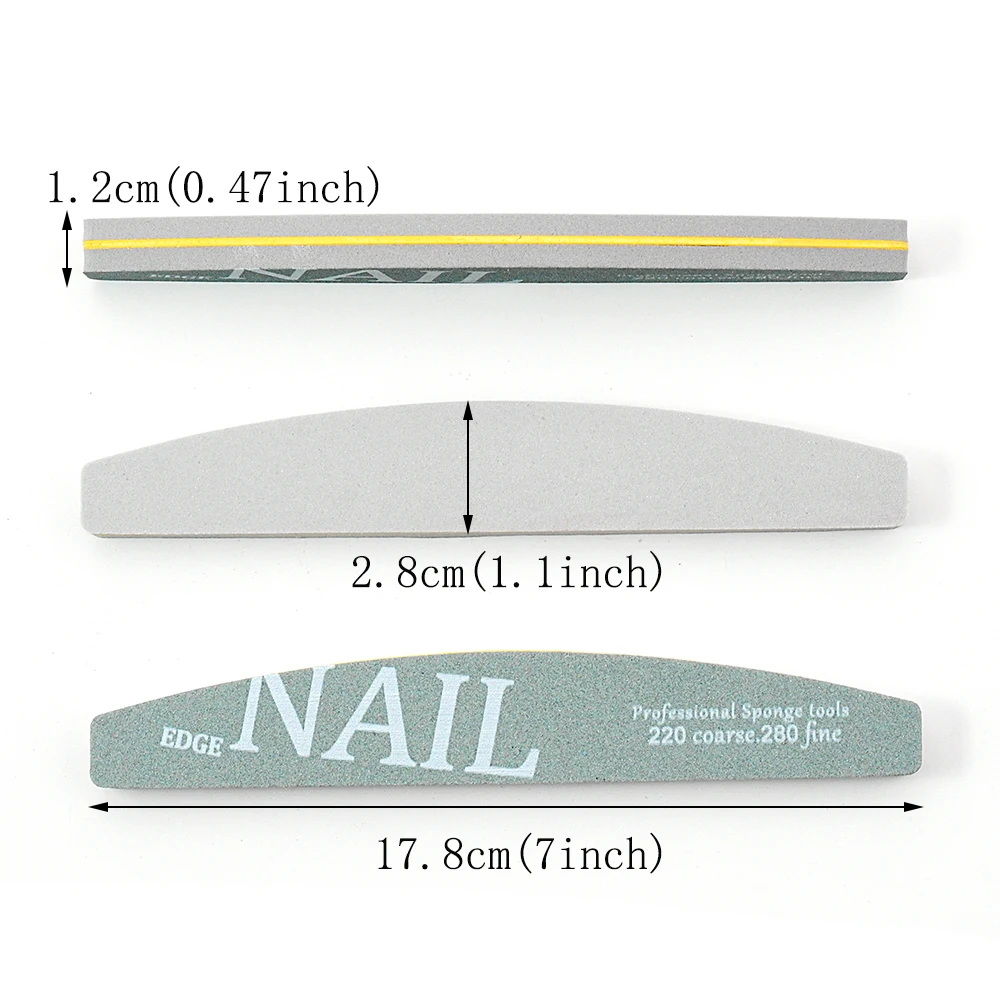 5/10 Pcs/Lot Professional Nail Files Set 220/280 Grit Sandpaper Halfmoon Nails Buffer File Block Manicure Accessories And Tools