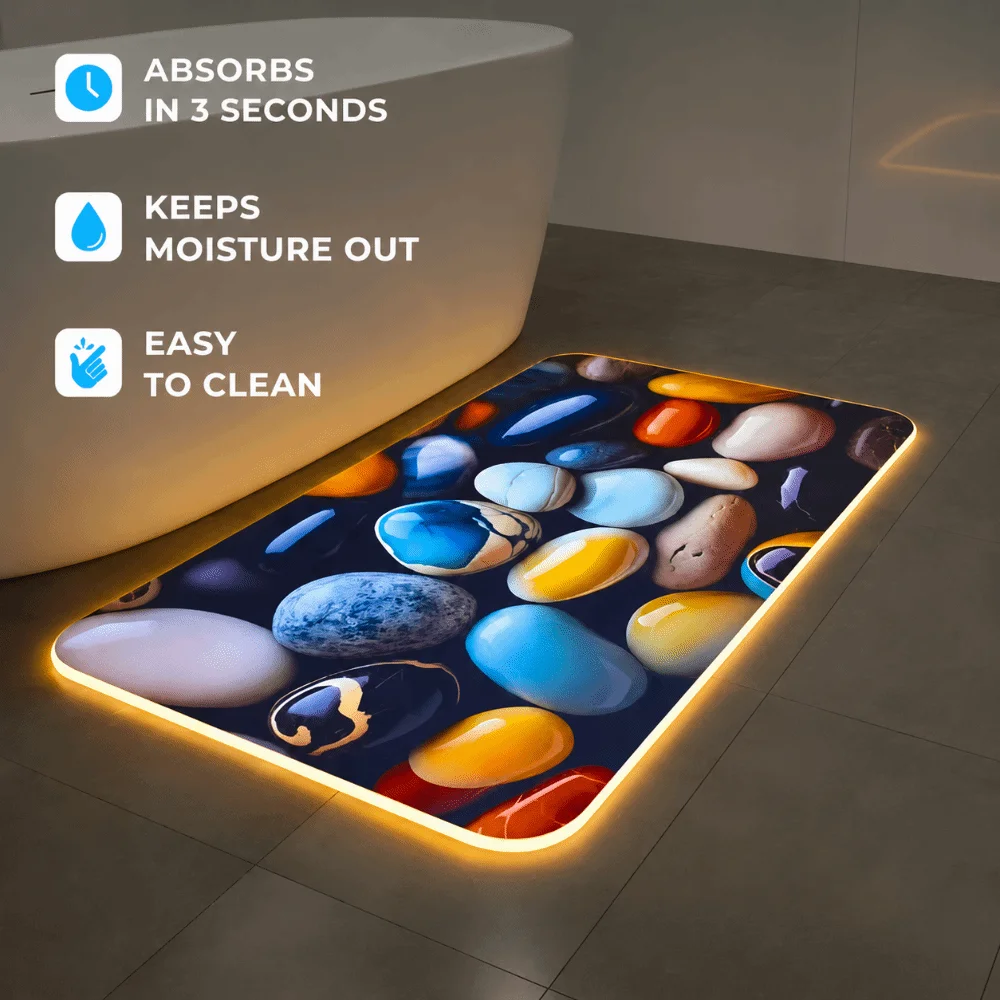 Elegant Non Slip Bath Mat Quick Dry Low Profile Bathroom Mat Rounded Corners Washable Bathroom Floor Rug Bathtub Area