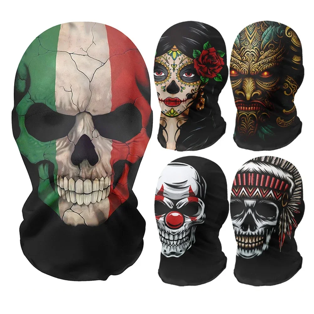 Thin Mesh Balaclava Halloween Skull Full Face Mask for Men and Women Breathable Quick-dry Head Cover Caps Funny Party Headwear