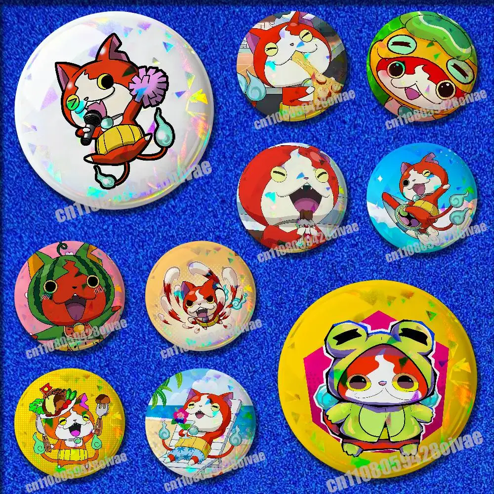 For Cute Cartoon J-Jibanyan Emblem Round Pins Insignia Badge Cover Ornament 75mm Cosplay Brooch Button