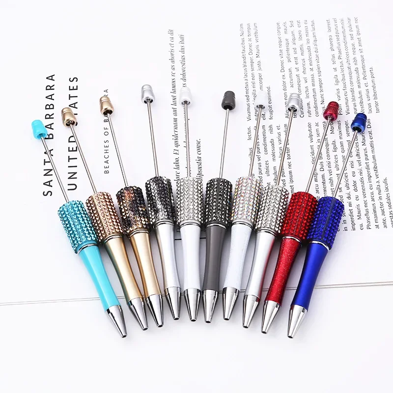 10pcs DIY Diamond Bead Pen Gradient Diamond Ballpoint Pen Handmade Bead Advertising Gift Pen Wholesale in Stock