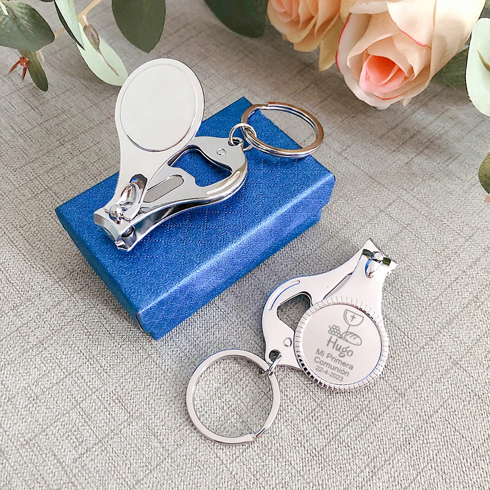 Communion Gift for Guests Personalized Keychain Nail Clipper with Box First Communion Souvenir Custom Birthday Party Favor