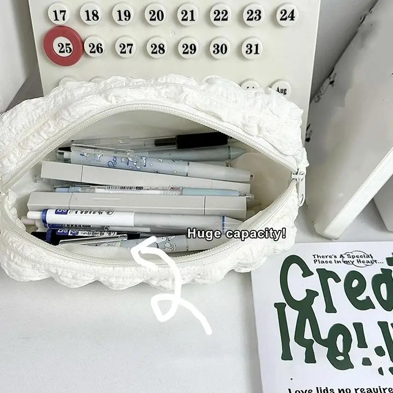 Niedliches Federmäppchen in Form eines Crêpe-Puffs, Schultasche für Schreibwaren, Federmäppchen mit Reißverschluss für Mädchen und Kinder, Kawaii-Stifthalter und Organizer. – Detail 9
