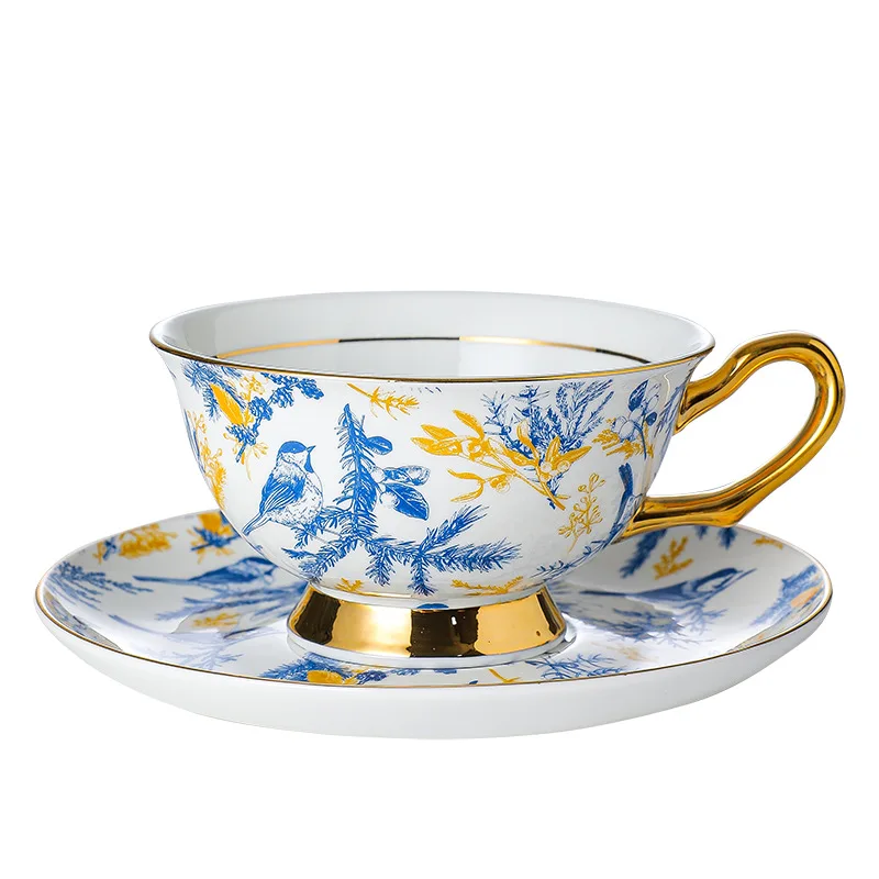 

Ceramic coffee cup set, high-end exquisite design sense, niche bone china retro afternoon tea saucer gift box