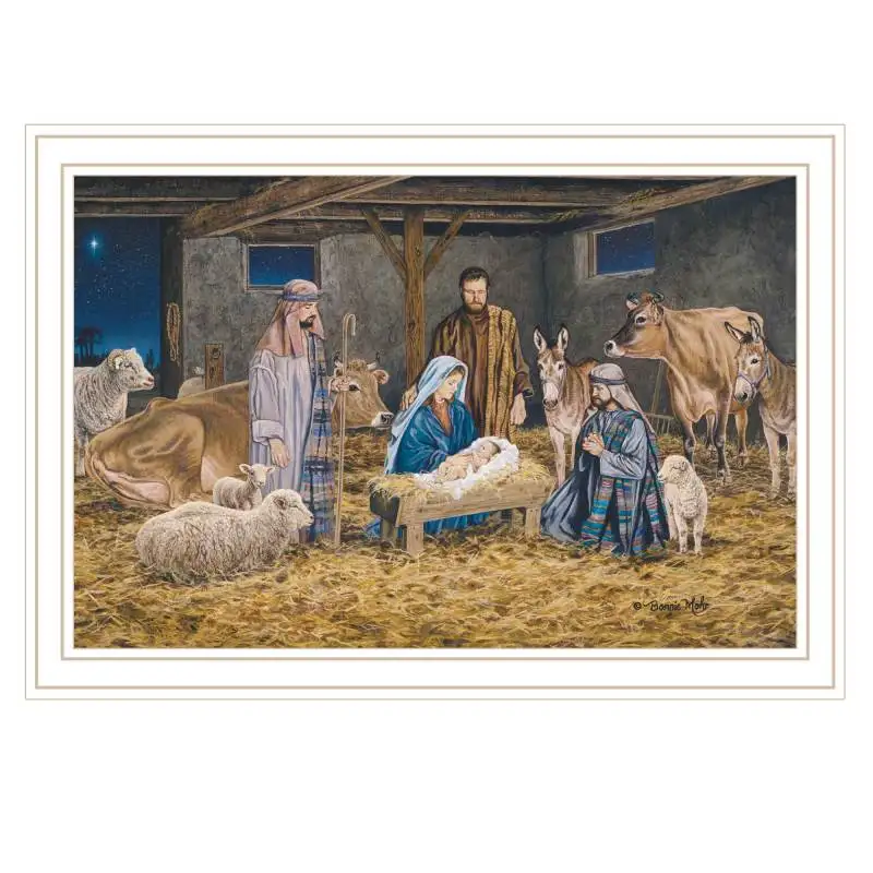 

Модный декор 4U The Greatest Gift of All - Рождение Христа, настенное искусство в белой рамке для гостиной, Рождества, настенная художественная печать для
