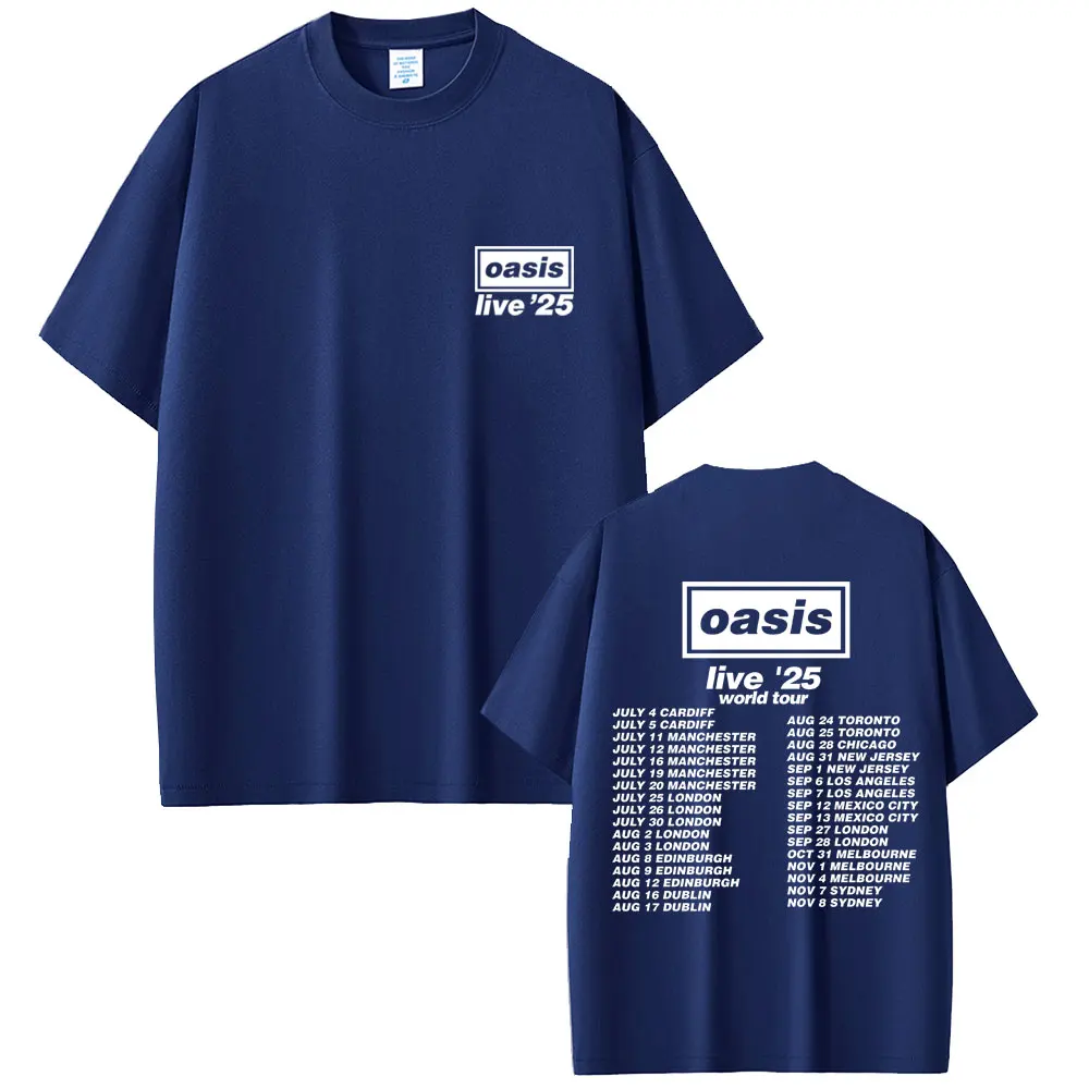 Rock Band O-Oasis Live 25 Tour T Shirt Men Women Gothic Vintage Oversized Tshirt Men's High Quality Cotton Short Sleeve T-shirts image 3