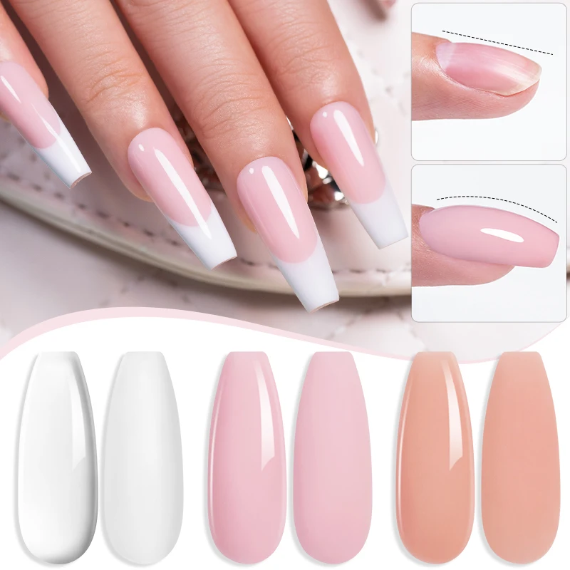 6-in-1 Function Hema-Free Extension Nail Gel Clear Nude Pink Colors Fast Buliding Nail Strengthen Soak Off UV Nail Art Varnish