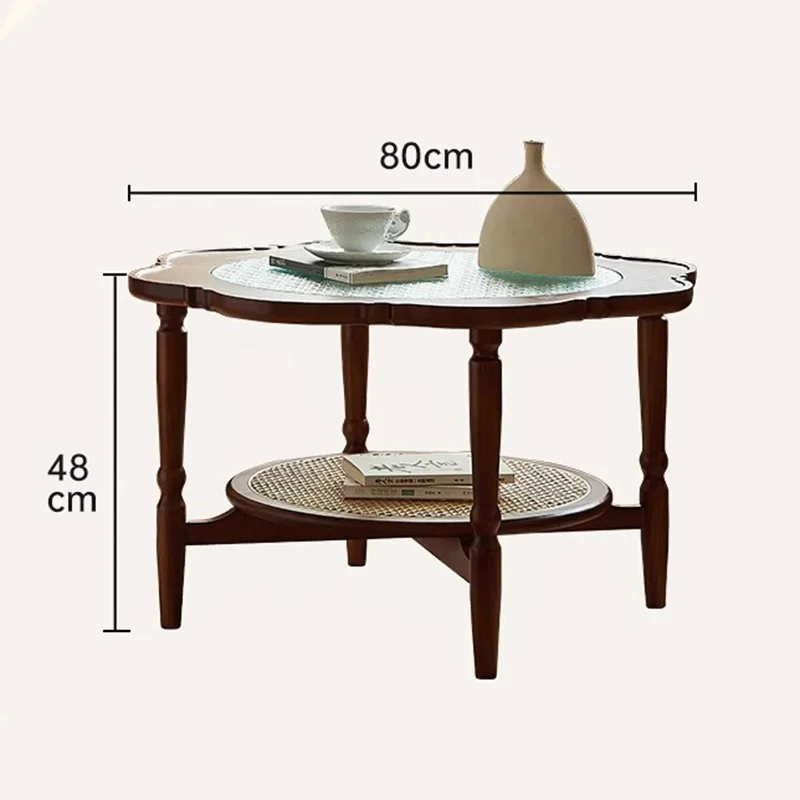 France Solid Wood Cafe Tables Modern Simplicity Double Layer Living Room Coffee Tables Balcony Garden Cafe Furniture Kawowy FYCT