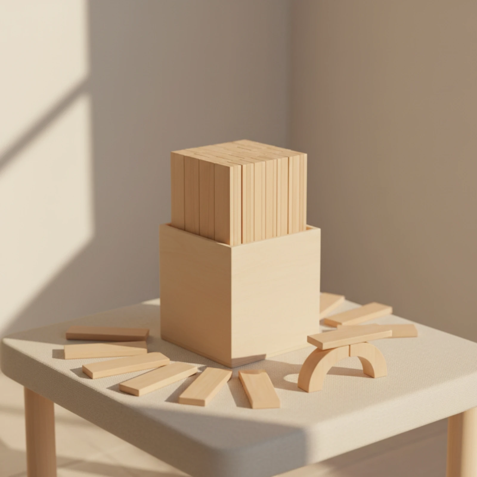Wooden Blocks Stacking - 120 Pieces Stacking Blocks with Storage