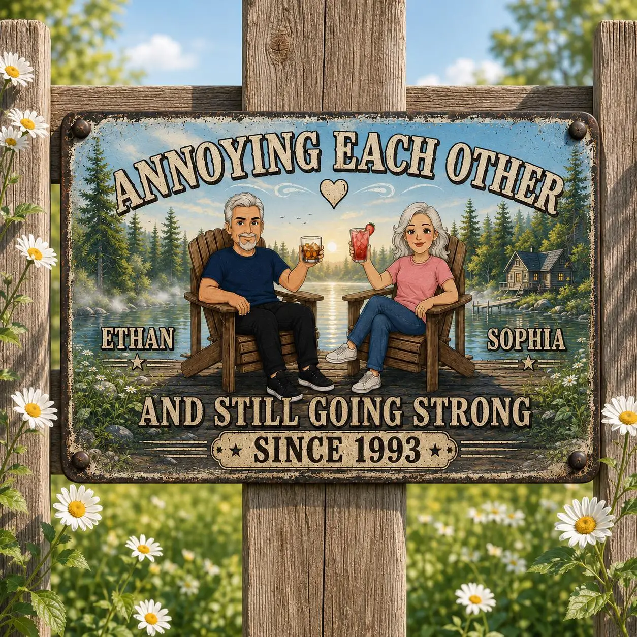 1pc Customizable Couple Anniversary Metal Plaque, Personalized Vintage Wall Sign for Wedding Home Garden Decor (Decor Only)