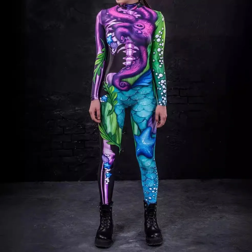 

Woman 3D Digital Printed Adult Cosplay One Piece Costume Zipper Jumpsuit Zentai Costume Halloween Game Party Bodysuit 2026