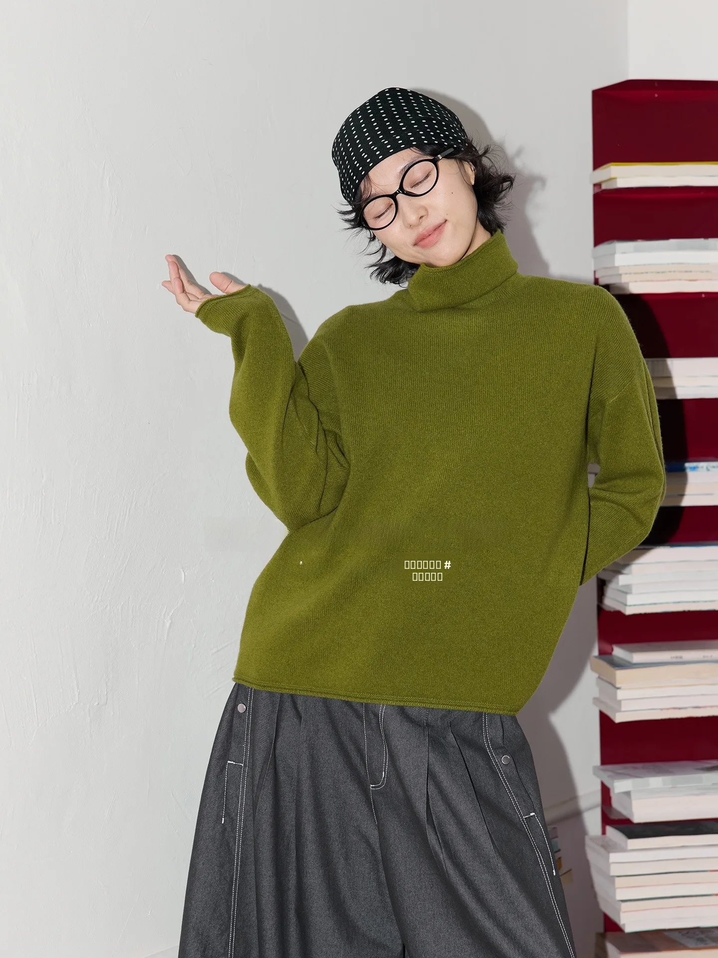 

High Ne Knitted Woolen Sweater Multi Color Camere Blend Base Layer Casual Sle Long Sve Loose Fit Women's Knitwear